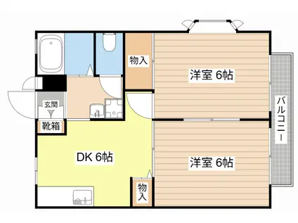 アメニティハイツB棟(2DK/2階)の間取り写真