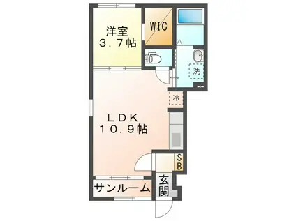 ハイシード平和(1LDK/1階)の間取り写真