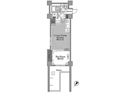 メゾン・ド・コリーヌ市ヶ谷(1LDK/4階)の間取り写真