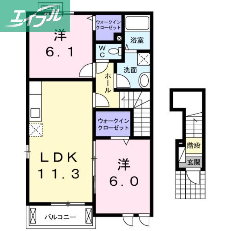 ル スヴニール(2LDK/2階)の間取り写真