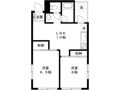ハイツ方南(2LDK/2階)の間取り写真