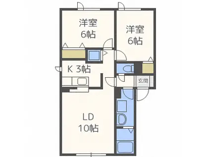 セジュールパレ(2LDK/2階)の間取り写真