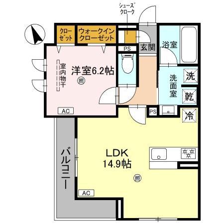クラシスト東粉浜ウエスト(1LDK/2階)の間取り写真