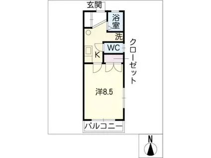 レークハヤIII(1K/1階)の間取り写真