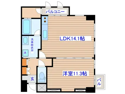 ARKAS良覚院(1LDK/4階)の間取り写真