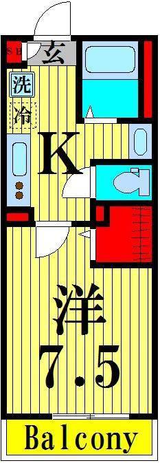 エルスタンザ東綾瀬DEUX(1K/2階)の間取り写真