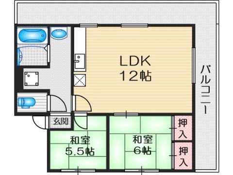 富士ハイツ(2LDK/2階)の間取り写真