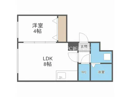 ラフィーネ栄町(1LDK/2階)の間取り写真