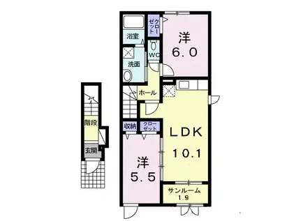 グリーンシティA(2LDK/2階)の間取り写真