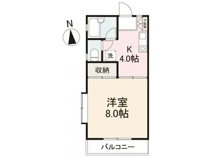 コーポ双美(1K/2階)の間取り写真