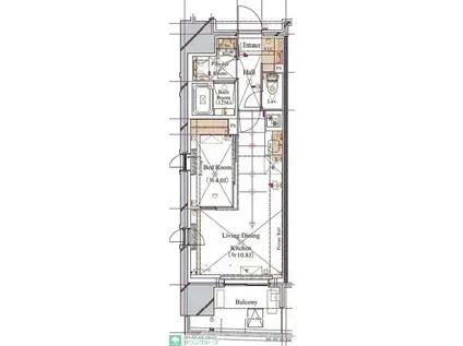 ブランシエスタ浅草蔵前(1LDK/3階)の間取り写真