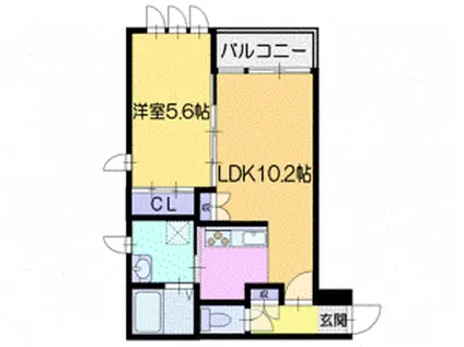 デイジー朝里(1LDK/2階)の間取り写真