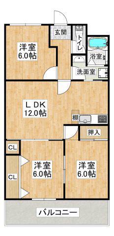 ハイムアゼーリア(3LDK/7階)の間取り写真