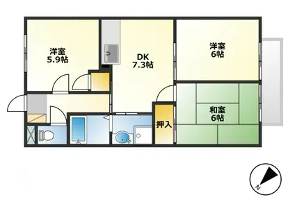 サンクチュアリ(3DK/2階)の間取り写真