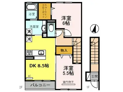D-ROOM下井阪南(2DK/1階)の間取り写真