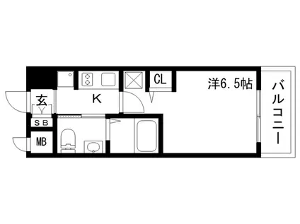 エステムプラザ神戸三宮ルクシア(1K/12階)の間取り写真