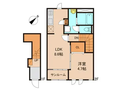 エンプレスVI(1LDK/2階)の間取り写真