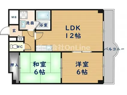 フェルザ長田(2LDK/4階)の間取り写真