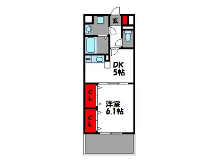 サンライク箱崎(1DK/7階)の間取り写真