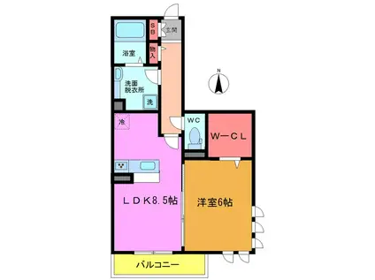 EVERGREEN(1LDK/1階)の間取り写真