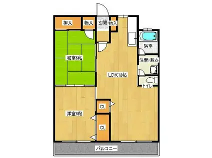 ステーションハイツ(2LDK/6階)の間取り写真