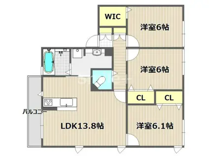 エクシード田中 A(3LDK/1階)の間取り写真