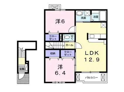 サニーサイドコテージ・T(2LDK/2階)の間取り写真
