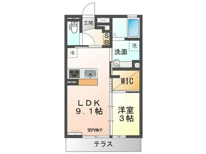 D-ROOM SKY(1LDK/2階)の間取り写真