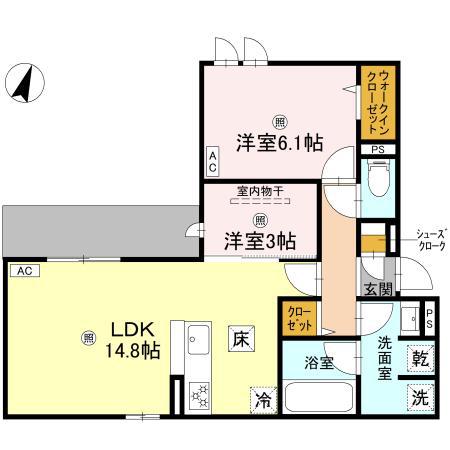 クラシスト苅田ウエスト(2LDK/1階)の間取り写真