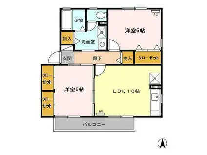 プラータ(2LDK/2階)の間取り写真