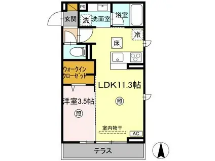 ピエドリオ(1LDK/1階)の間取り写真