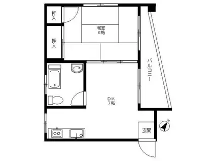 南波ビル(1DK/5階)の間取り写真