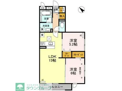 クレードルわかば(2LDK/2階)の間取り写真