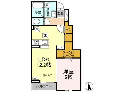 ゆずの樹(1LDK/1階)の間取り写真