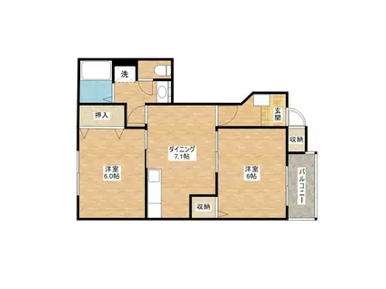 アドラブール東浦(2DK/1階)の間取り写真