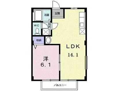 メゾン・ド・ファミーユ(1LDK/1階)の間取り写真