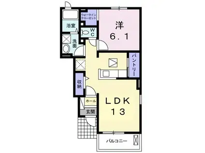 アプローズカーサB(1LDK/1階)の間取り写真