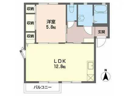 メゾンフレールB(1LDK/2階)の間取り写真