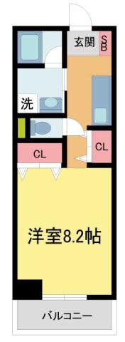 レジーナ逆瀬川(1K/4階)の間取り写真