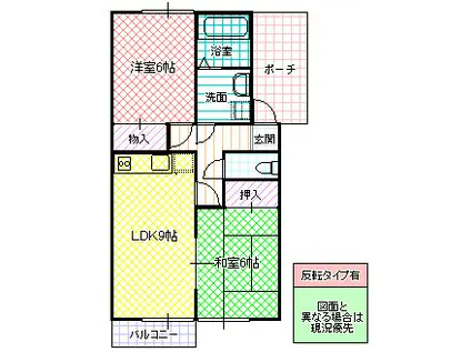 シャトレ・モリヤマD(2DK/1階)の間取り写真