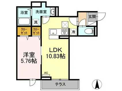 エクセリア中村北(1LDK/3階)の間取り写真