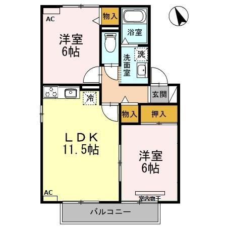 ファミリア21 B棟(2LDK/2階)の間取り写真