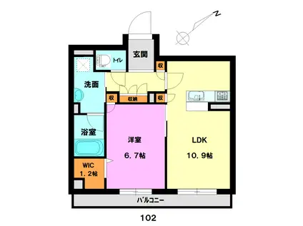 けやきテラス(1LDK/1階)の間取り写真