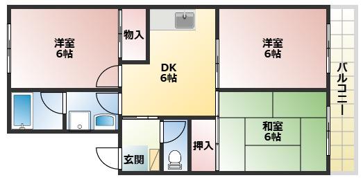 プリマベーラ(3DK/2階)の間取り写真