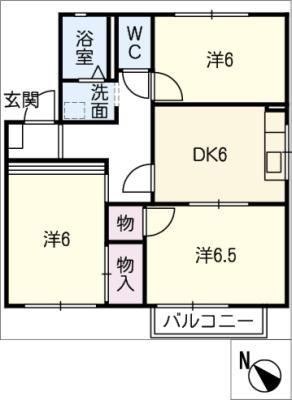 パークタウン中野F(3DK/2階)の間取り写真