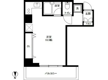 広尾ウエスト(ワンルーム/10階)の間取り写真