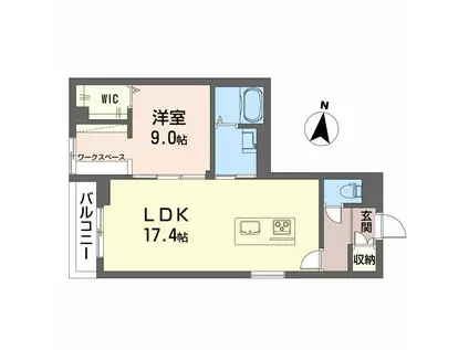 ベレオ万代(1LDK/1階)の間取り写真