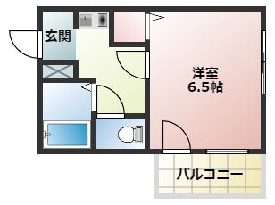 シーサイドマンション(1K/5階)の間取り写真
