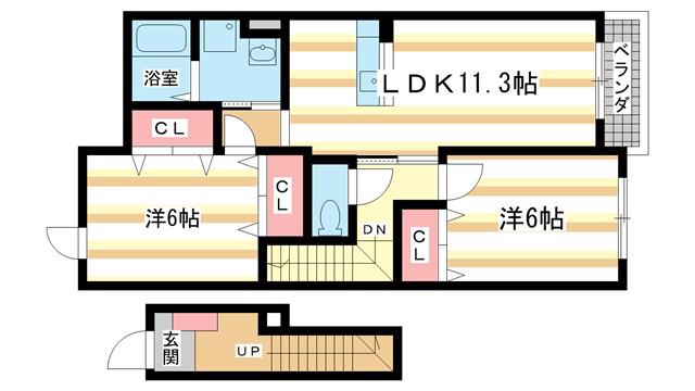 ル.シエルドゥ(2LDK/2階)の間取り写真