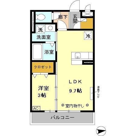 ニエット(1LDK/3階)の間取り写真